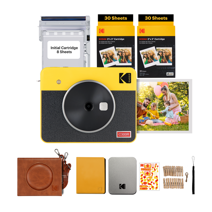 KODAK Mini Shot 3 Retro 4PASS Appareil photo instantané et imprimante photo 2 en 1 (3 x 3 pouces) + coffret cadeau 68 feuilles 