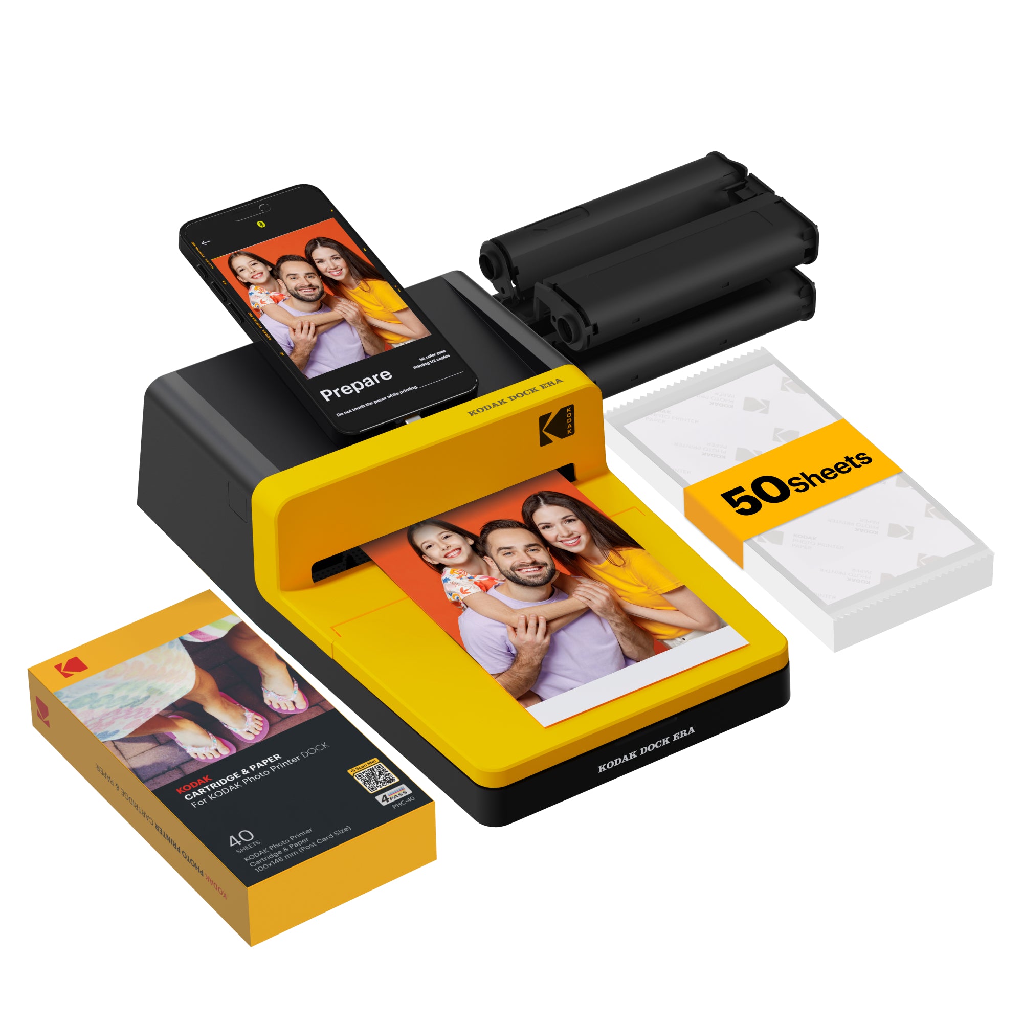 KODAK Dock Era D600 4x6 instant photo printer bundle with 50-sheet cartridge refill pack