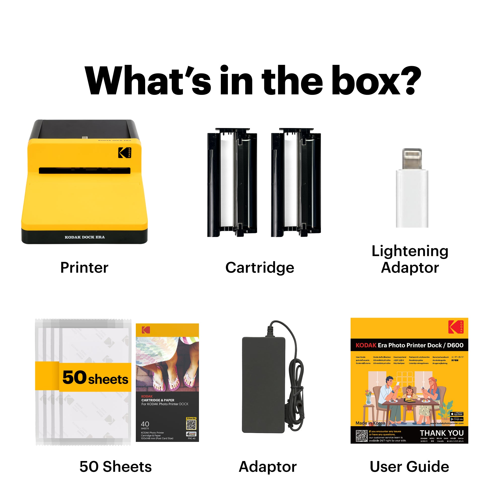 KODAK Dock Era 4x6 Inch D600 Photo Printer 50 Sheet Bundle