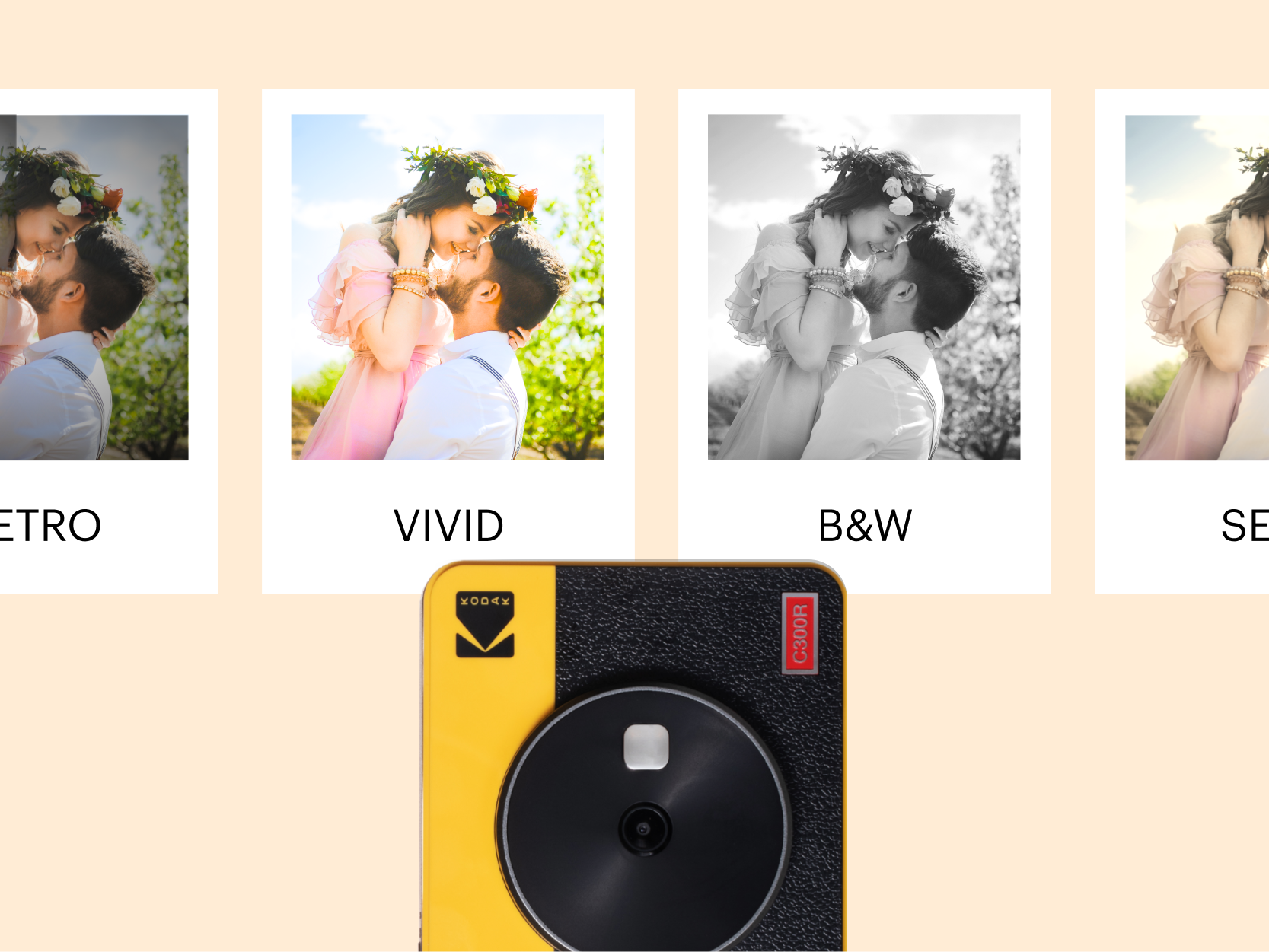 Appareil photo instantané portable sans fil et imprimante photo Kodak Mini Shot 3 Retro 3x3", technologie Real Photo HD 4Pass et finition laminée, qualité supérieure