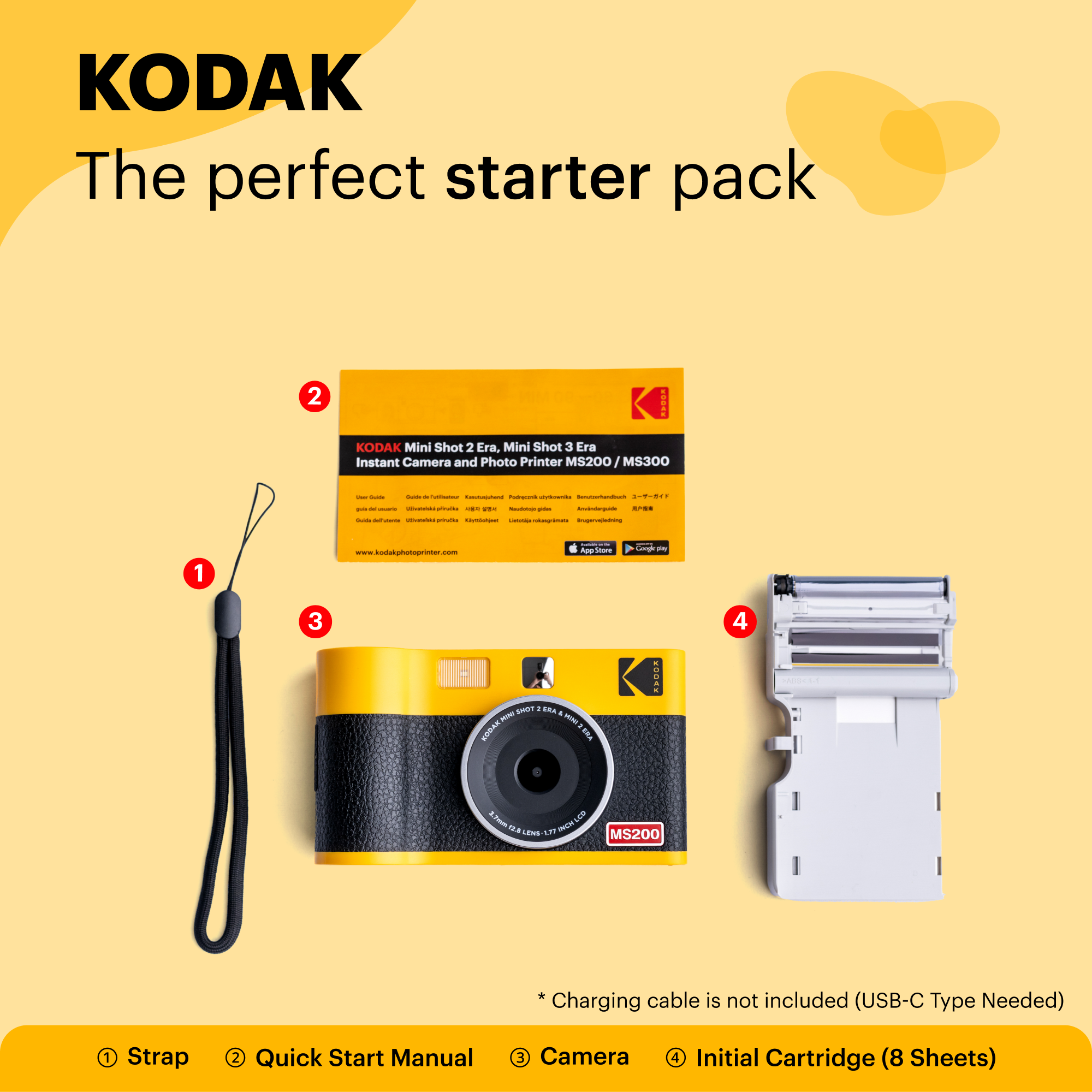 KODAK Mini Shot 2 ERA 4PASS Appareil photo instantané et imprimante photo 2 en 1 (2,1 x 3,4) (appareil photo + 8 feuilles, noir)… 