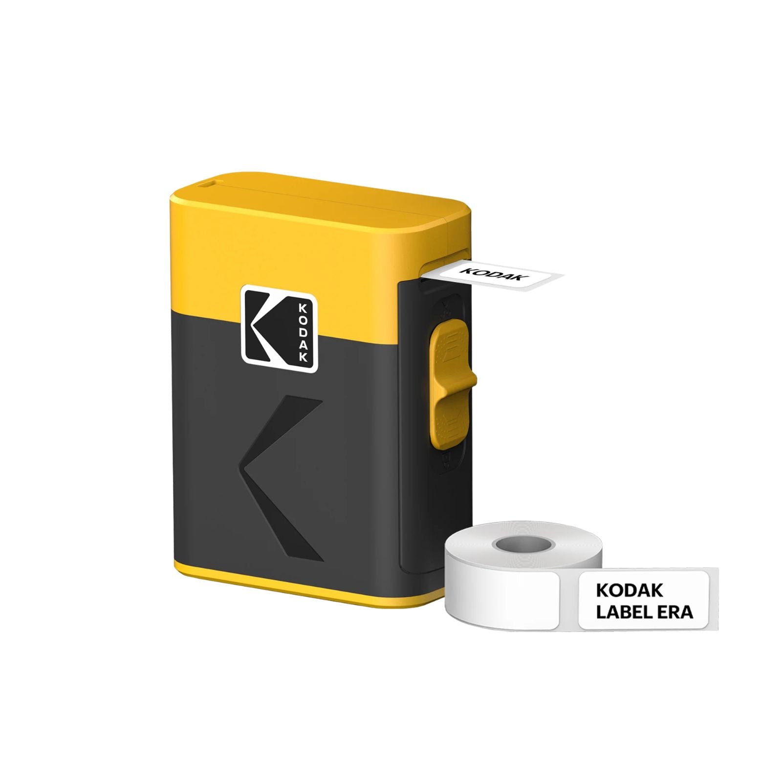 Yellow KODAK Label ERA M50 label maker machine with 1 sticker label roll — portable Bluetooth label printer