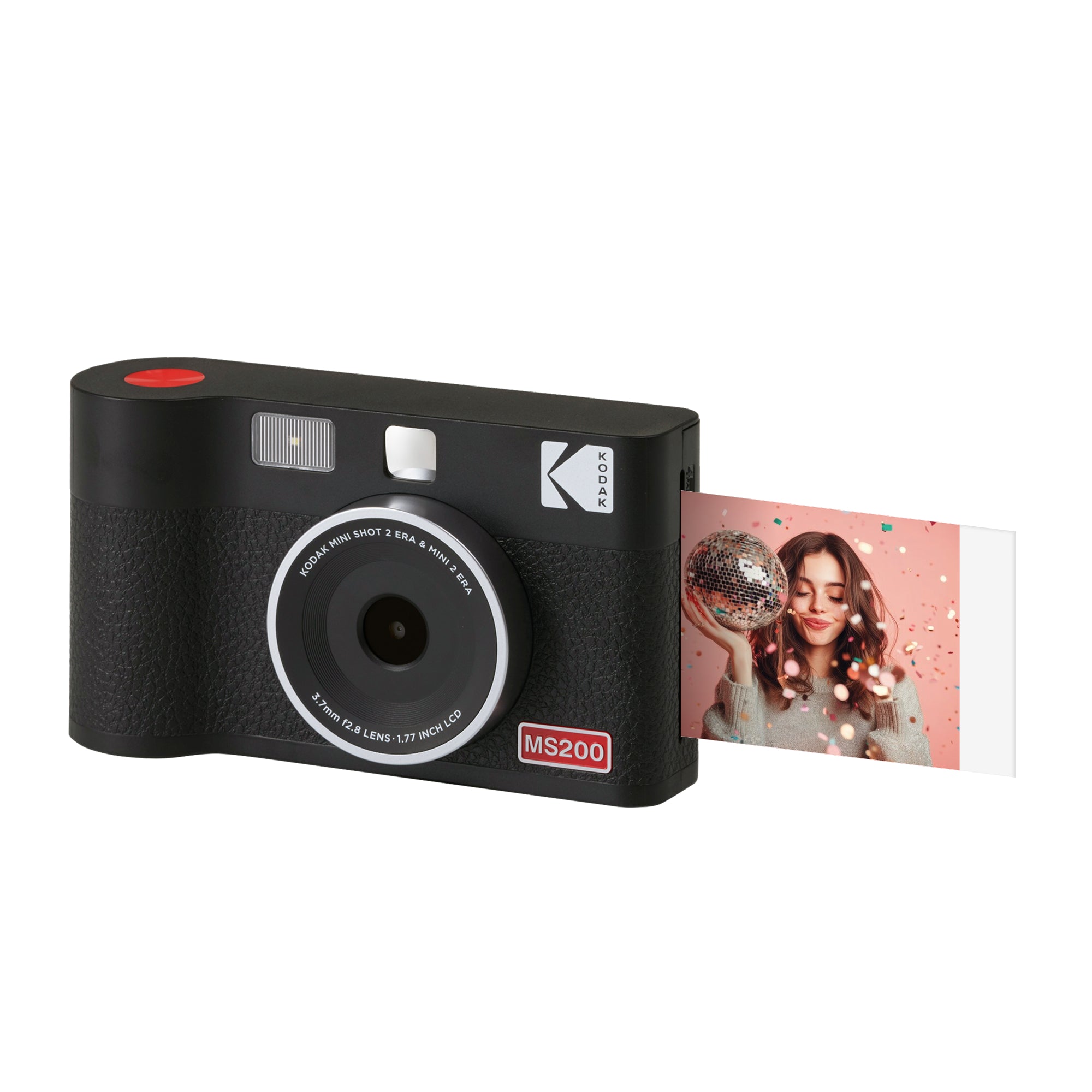 Black KODAK Mini Shot 2 Era MS200 2-in-1 instant camera and photo printer — 2.1x3.4 inch, 4PASS