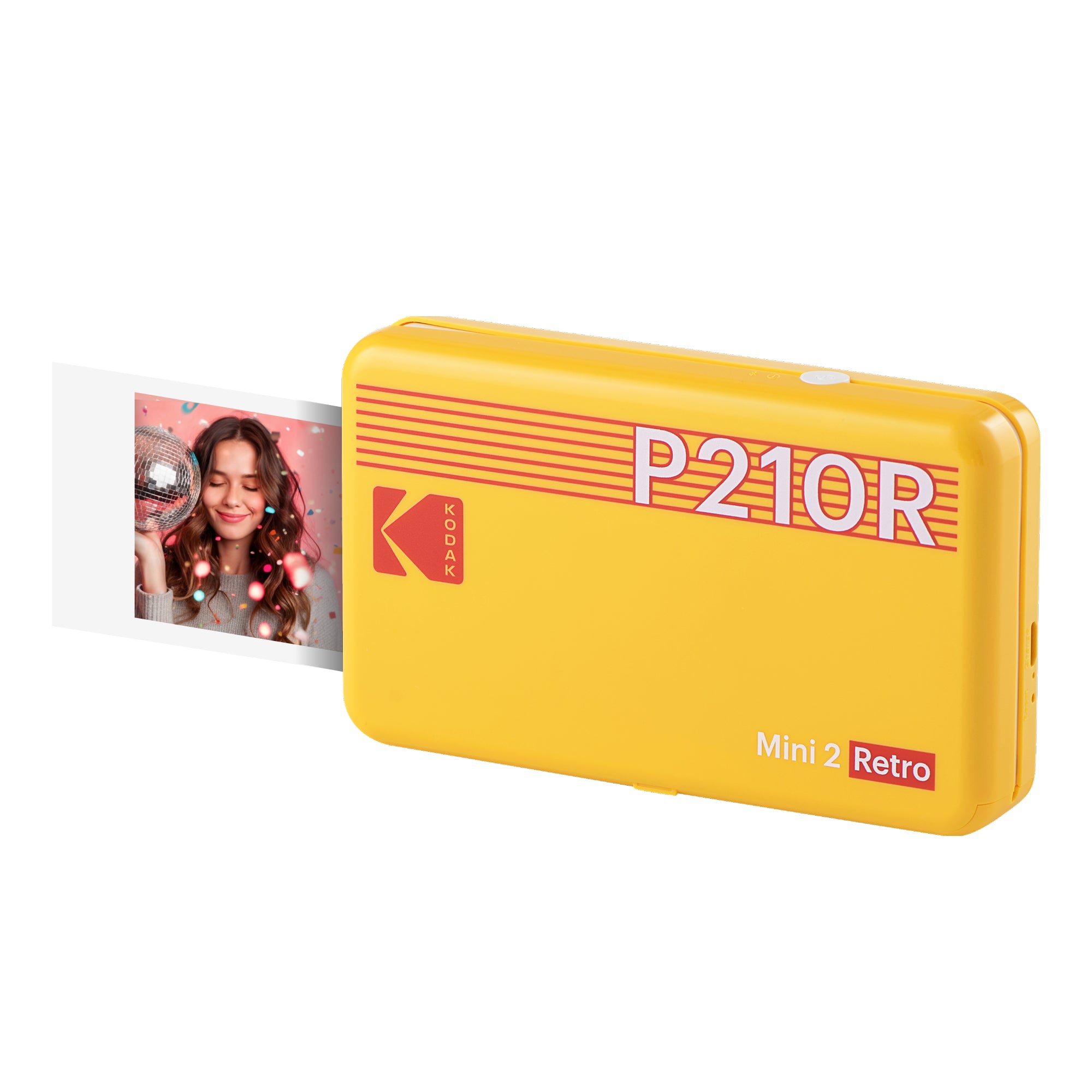 Yellow KODAK Mini 2 Retro P210R portable 2.1x3.4 instant photo printer — Bluetooth, 4PASS, retro design