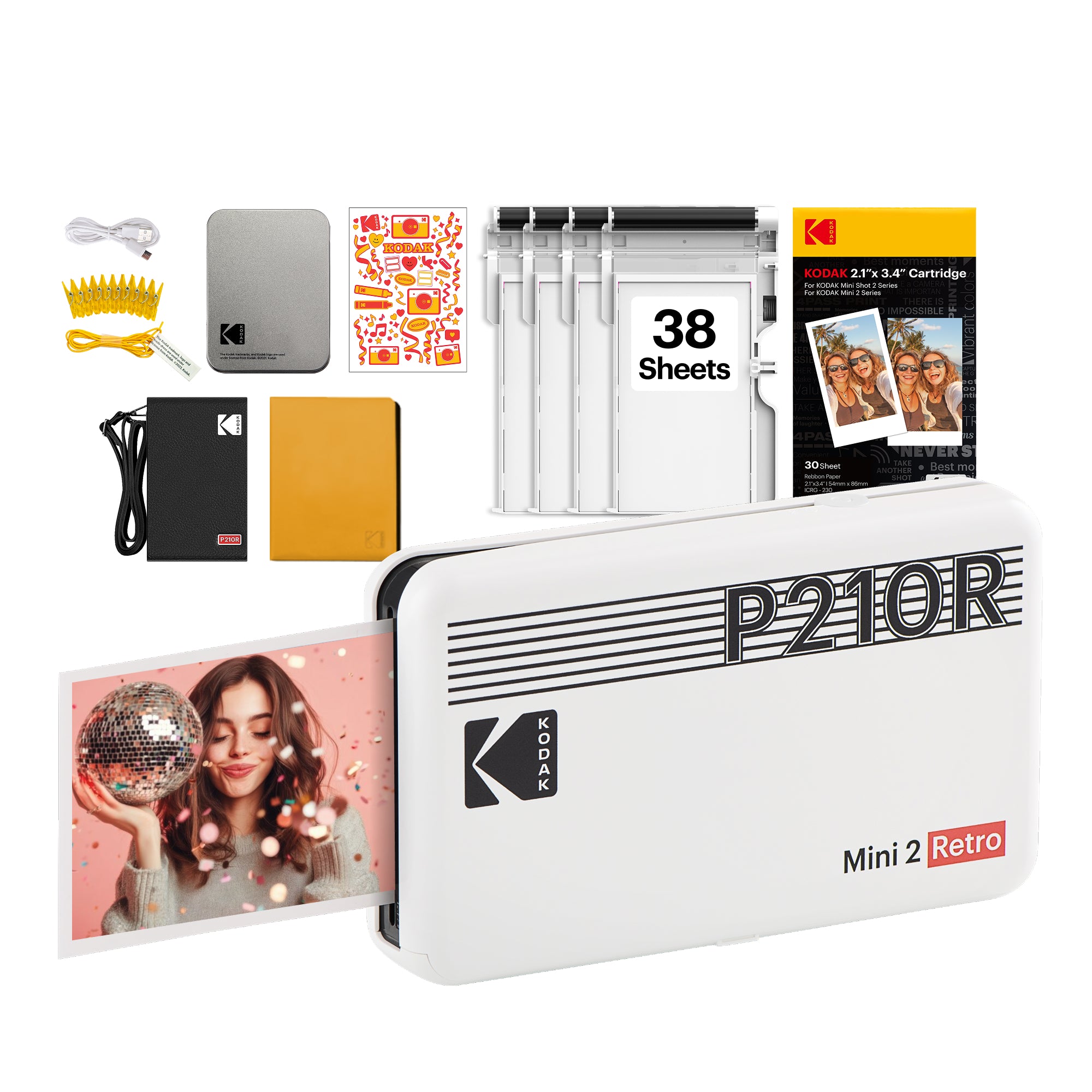 KODAK Mini 2 Retro 2.1x3.4 Inch P210R 38 Sheet Gift Bundle