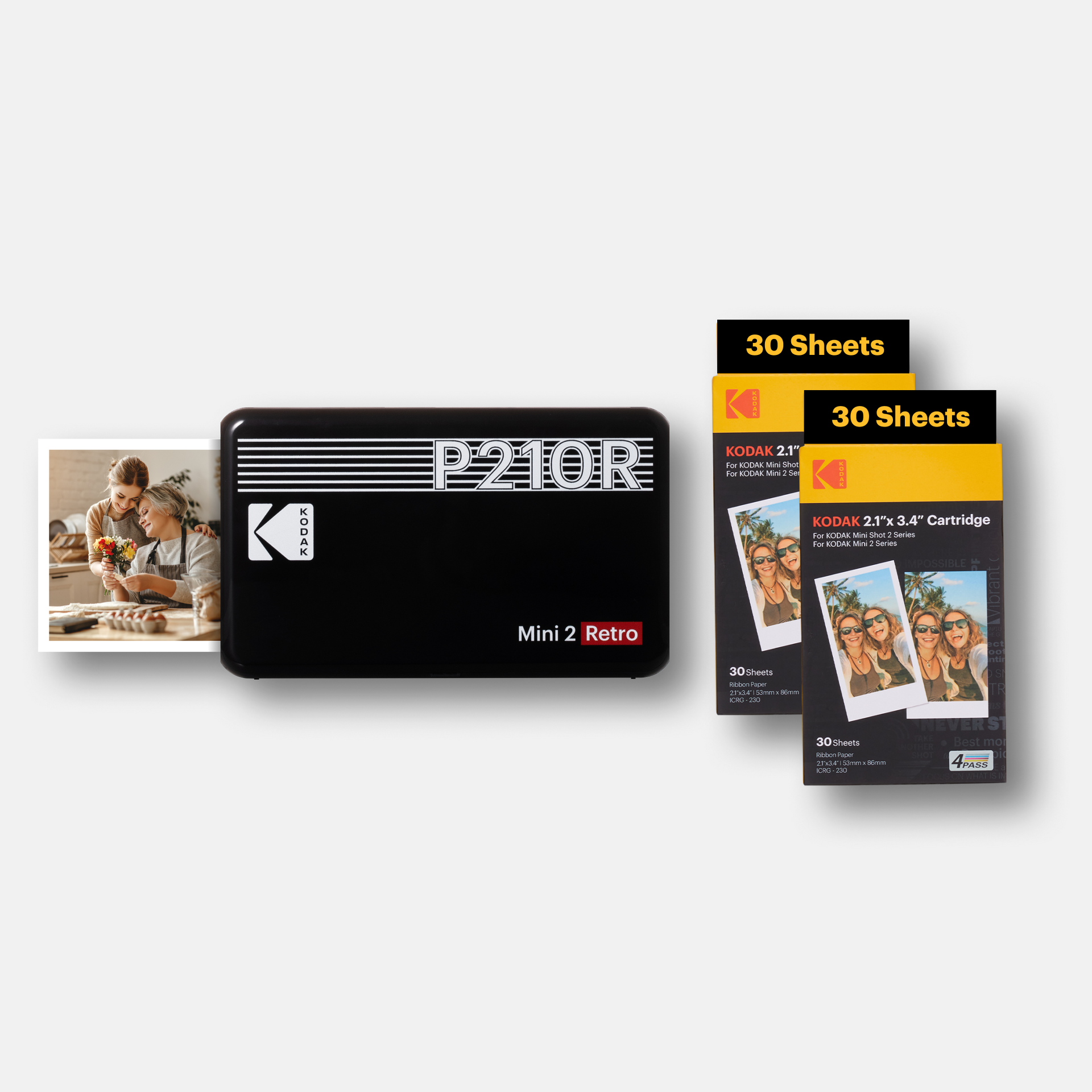 Kodak P210R Mini 2 Retroプリンター Kodak Mini 2 Retro Portable Instant Photo Printer | 2.1 x