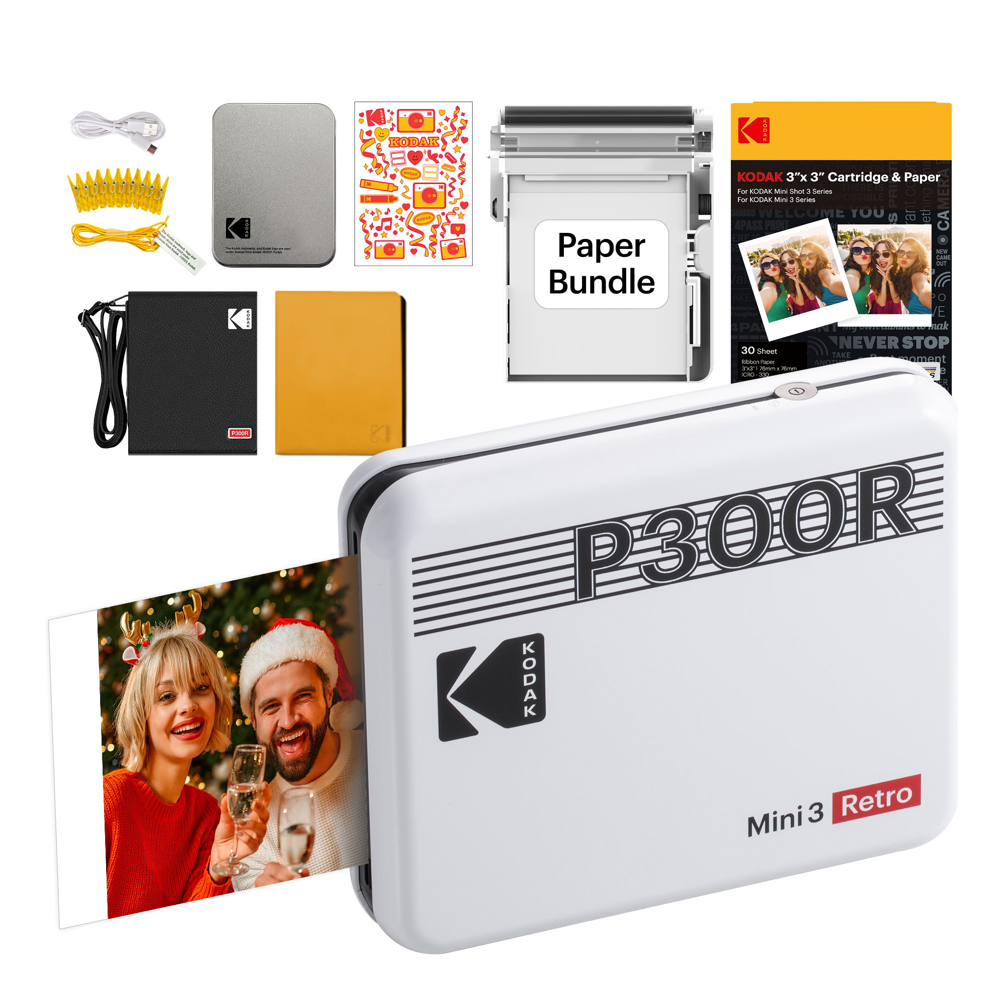 KODAK Mini 3 Retro P300R 30 sheets Gift Bundle
