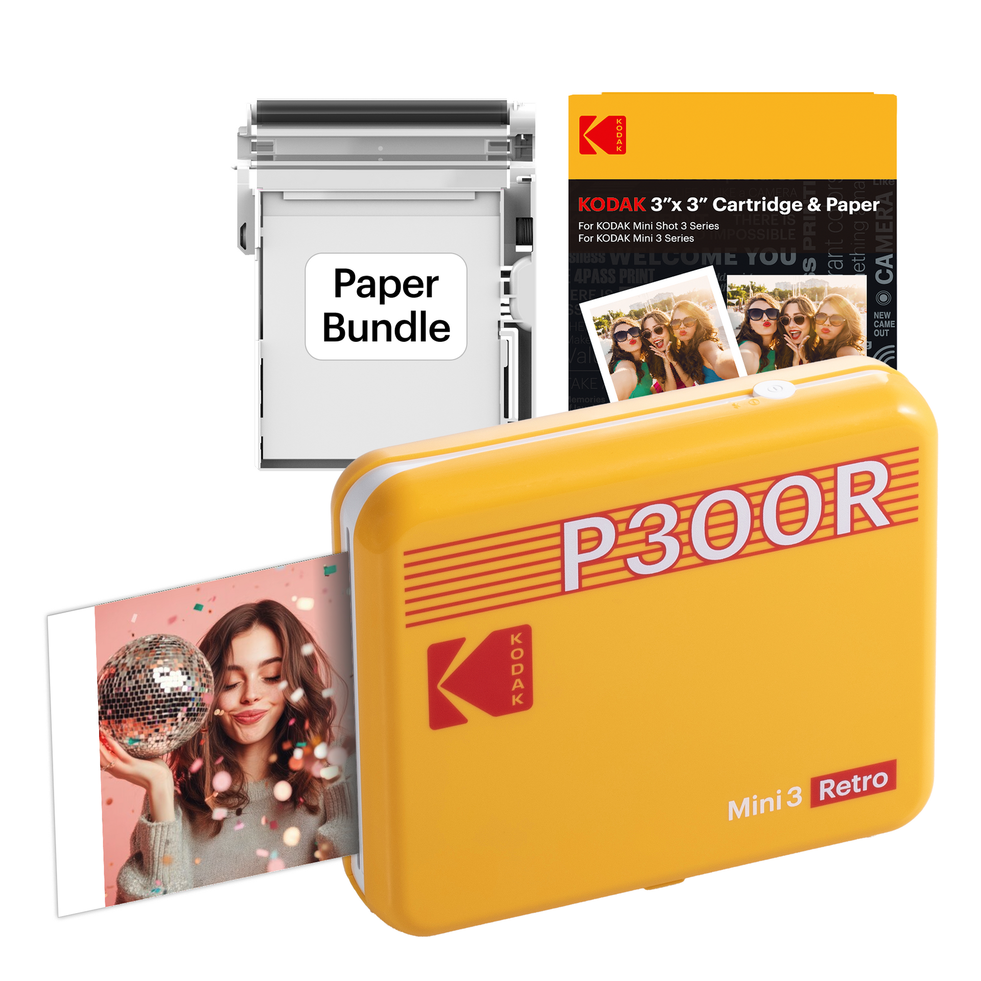 Kodak Mini 3 レトロ P300R インスタントプリンター +60枚 Kodak Mini 3 Retro Portable Instant Photo Printer | 3 x 3 Photo