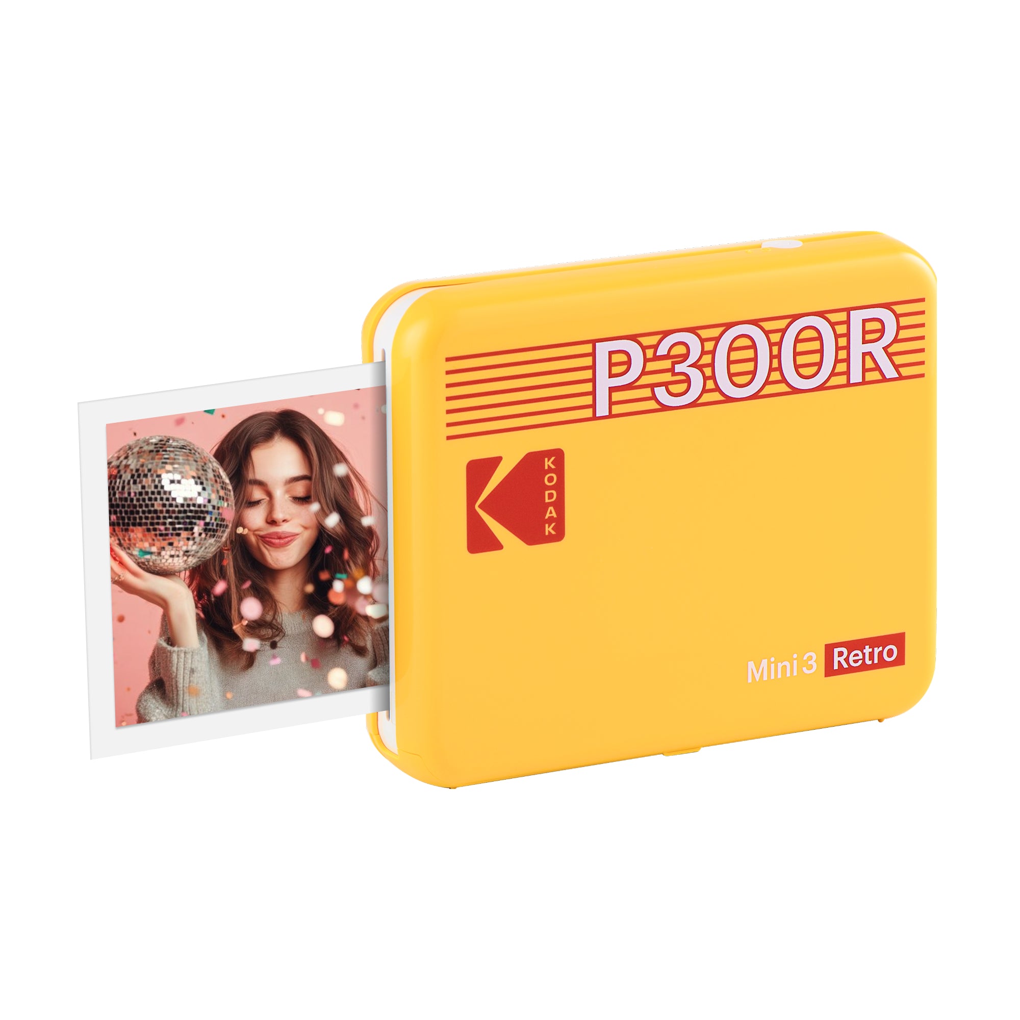 Yellow KODAK Mini 3 Retro P300R portable 3x3 instant photo printer — Bluetooth, 4PASS, retro design