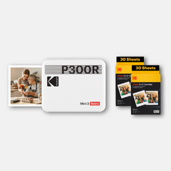 Impresora portátil Kodak Mini 3 Retro (cuadrada de 3 x 3 pulgadas) + paquete de 60 hojas - Impresora fotográfica instantánea - Tecnología 4PASS