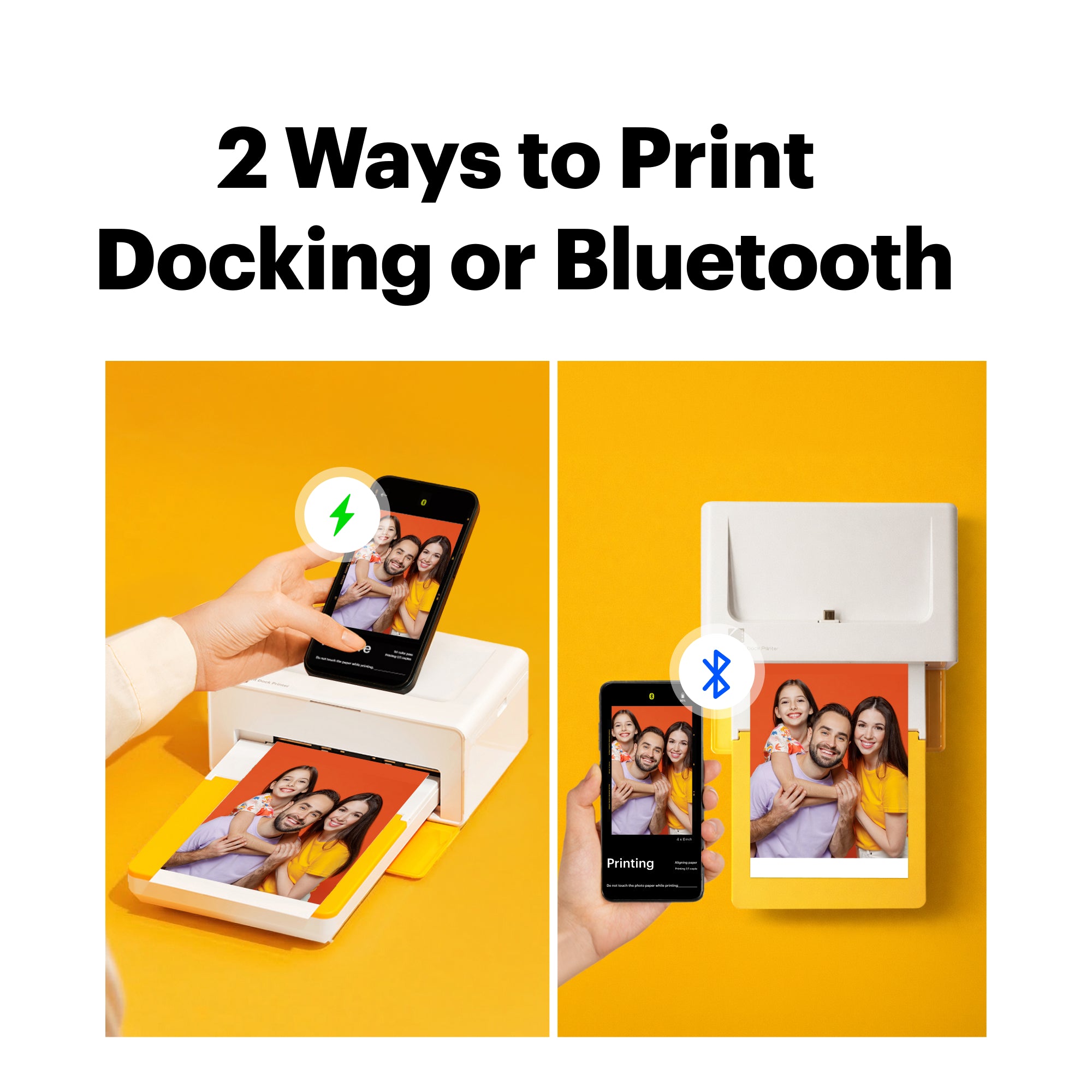 KODAK Dock Plus Retro 4x6 Inch PD460 Photo Printer 50 Sheet Gift Bundl