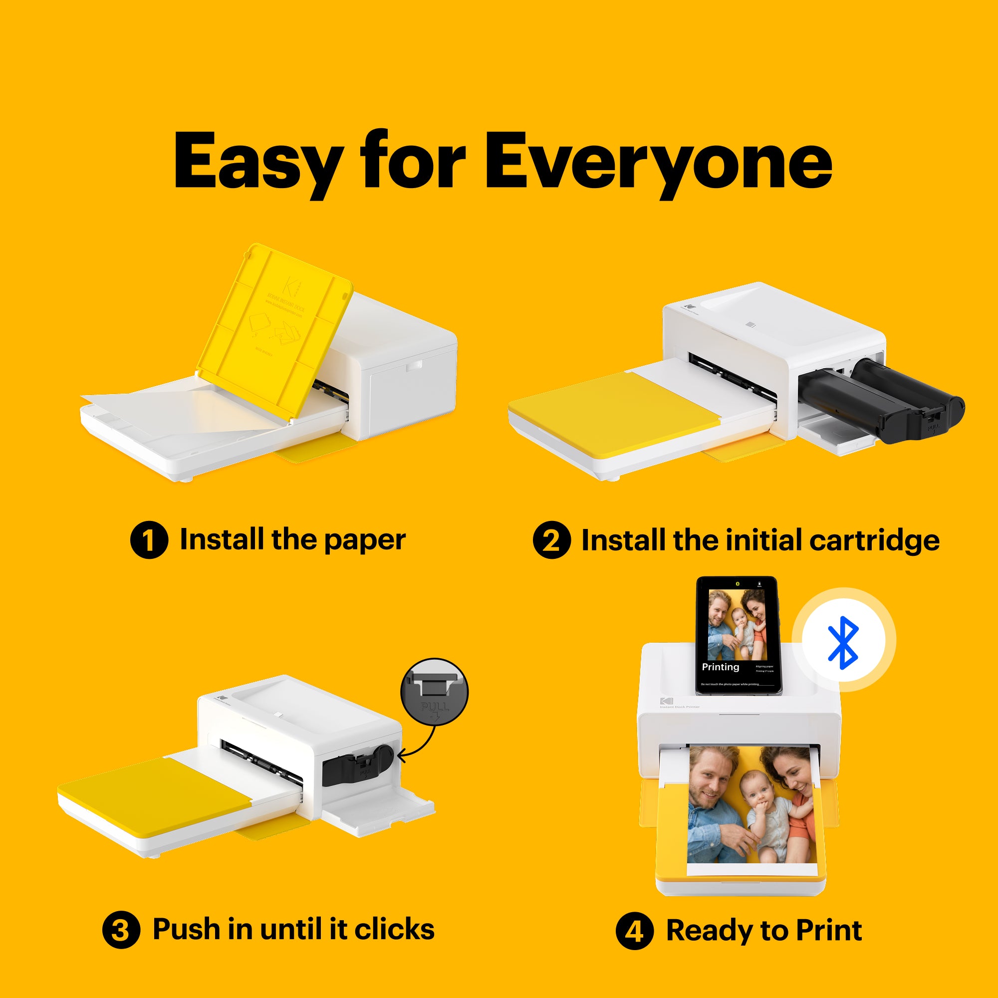 KODAK Dock Plus Retro 4x6 Inch PD460 Photo Printer 50 Sheet Gift Bundle