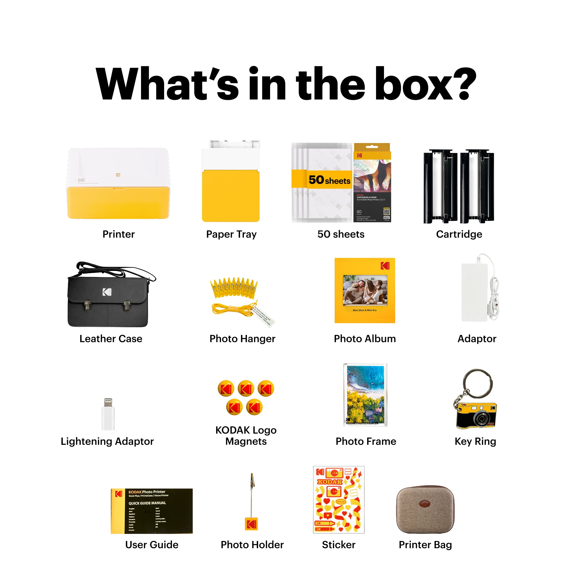KODAK Dock Plus Retro 4x6 Inch PD460 Photo Printer 50 Sheet Gift Bundl