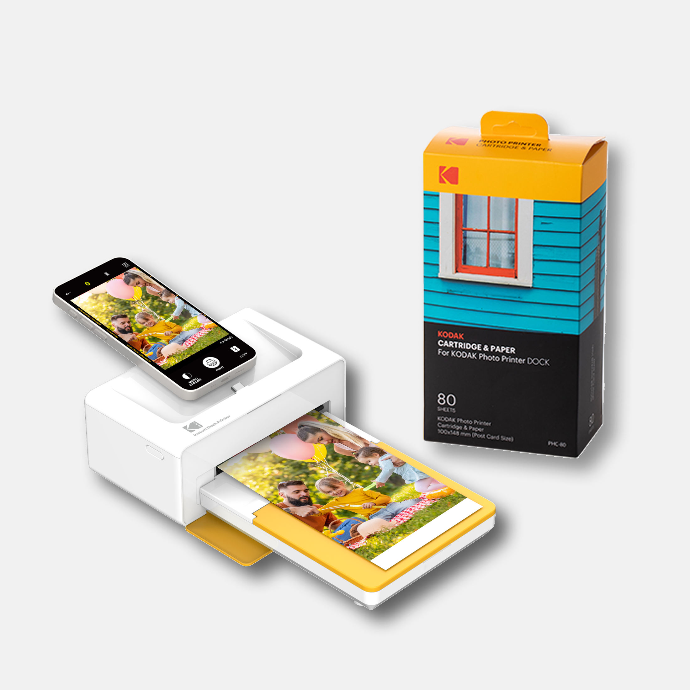Kodak Dock Plus Stampante fotografica istantanea Bluetooth 4x6", 4 passaggi e processo di laminazione - Pacchetto da 80 fogli