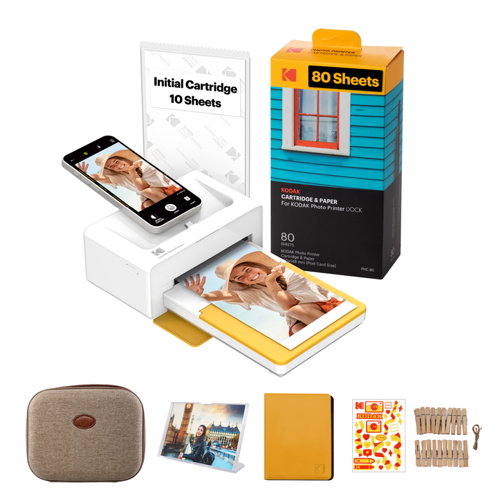 Imprimante photo instantanée KODAK Dock Plus 4PASS (4x6 pouces) + coffret cadeau 90 feuilles 