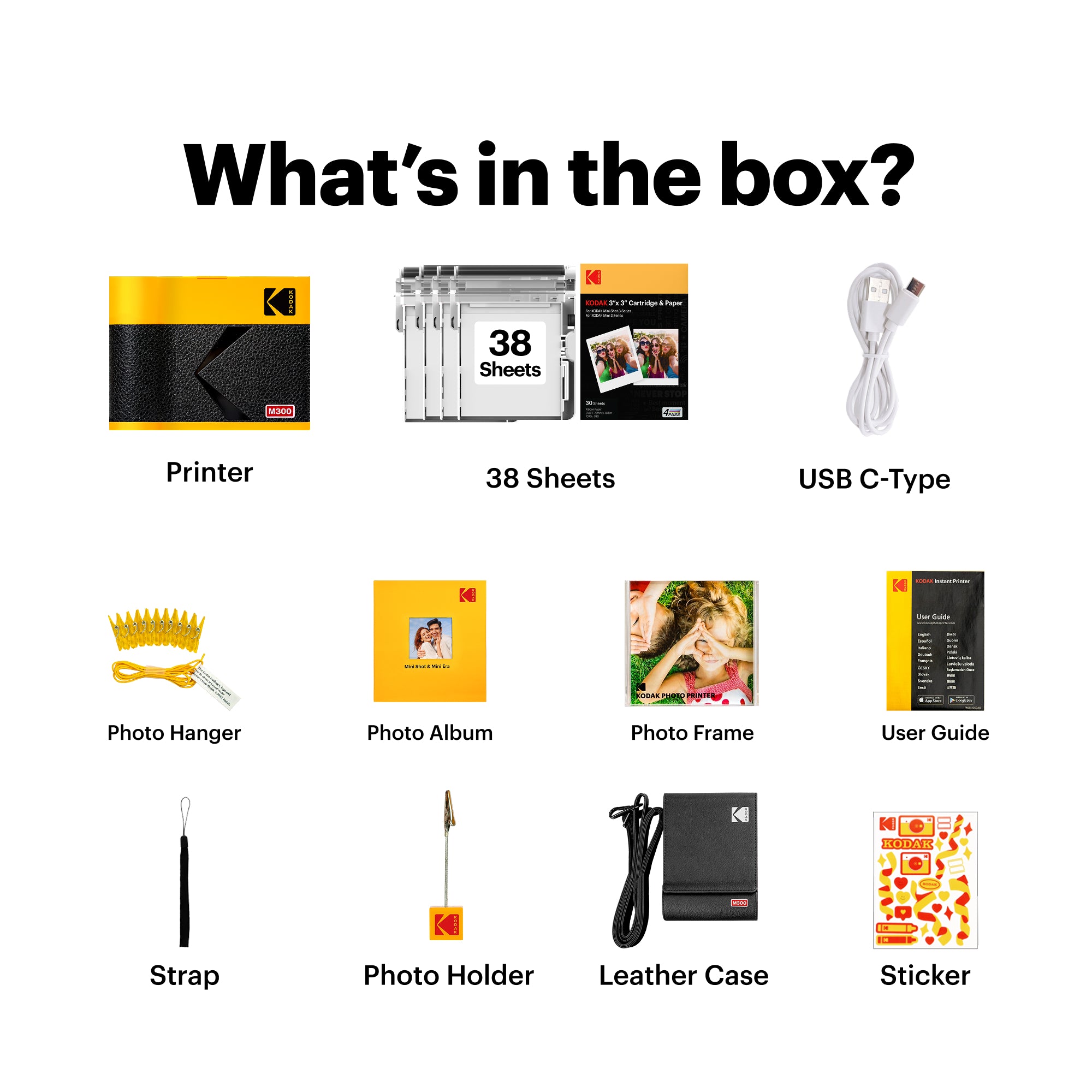 Imprimante photo portable KODAK Mini 3 ERA 4PASS (3x3) (imprimante + 68 feuilles + accessoires cadeaux)… 