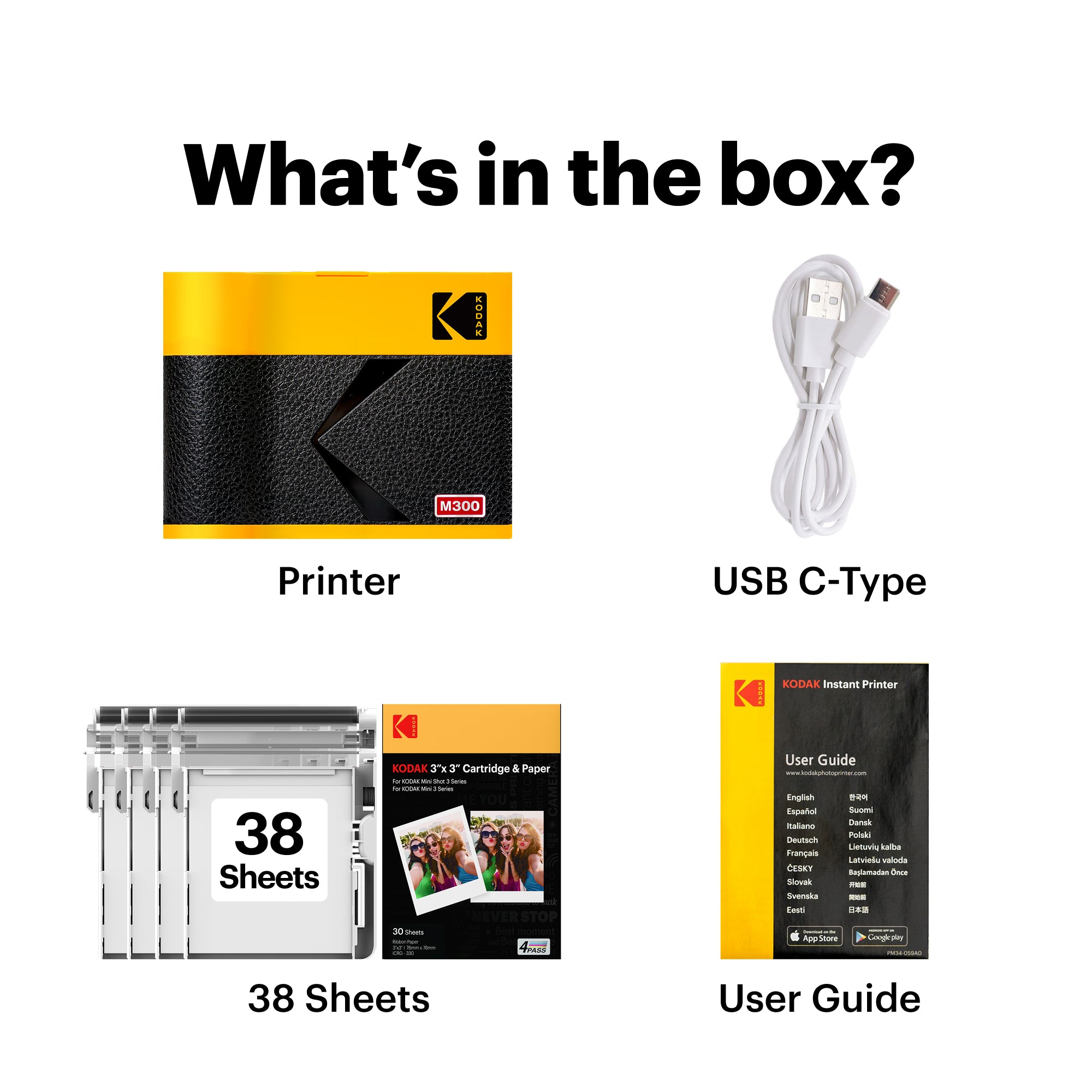 KODAK Mini 3 Era 3x3 Inch M300 38 Sheet Bundle