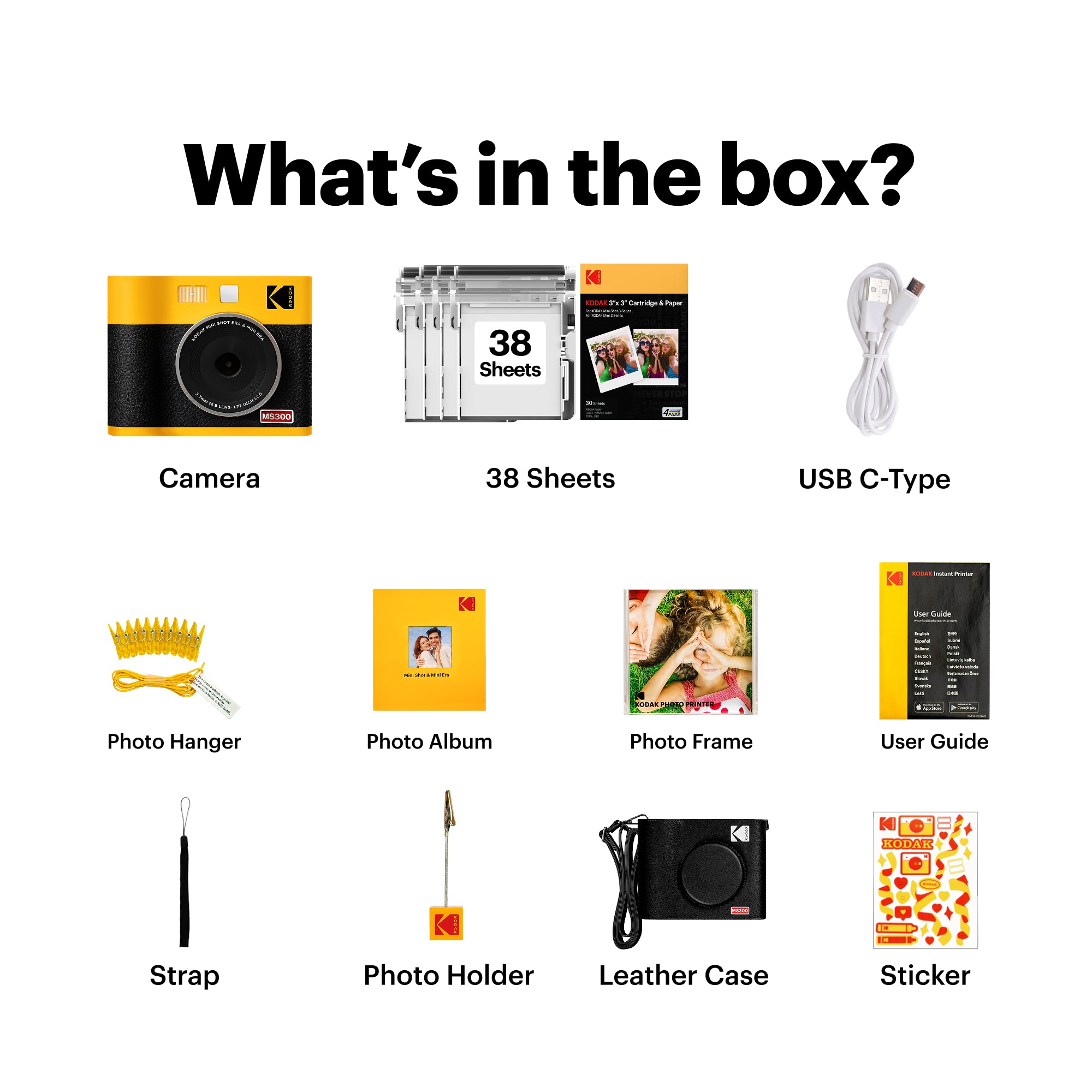 KODAK Mini Shot 3 Era 3x3 Inch MS300 38 Sheet Gift Bundle
