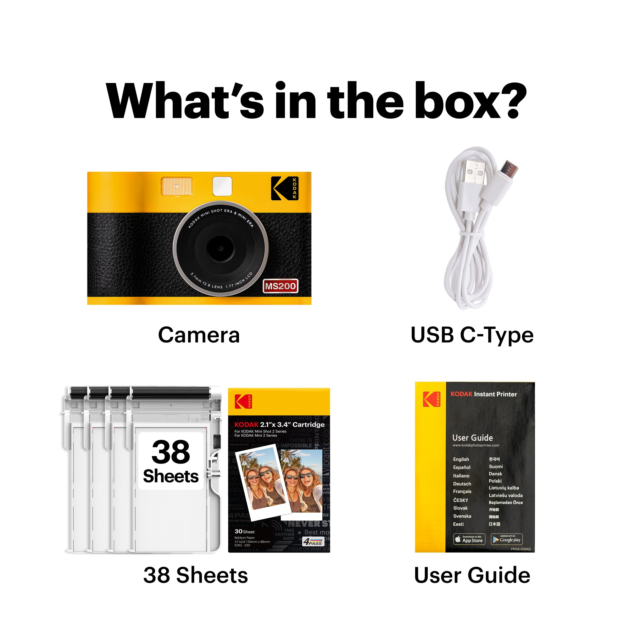 KODAK Mini Shot 2 Era 2.1x3.4 Inch MS200 38 Sheet Bundle