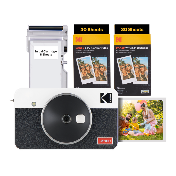 Kodak Mini Shot 2 Tragbare, kabellose Sofortbildkamera und Fotodrucker im Retro-Stil + 60-Blatt-Bundle, Real Photo (2,1x3,4) 4Pass-Technologie