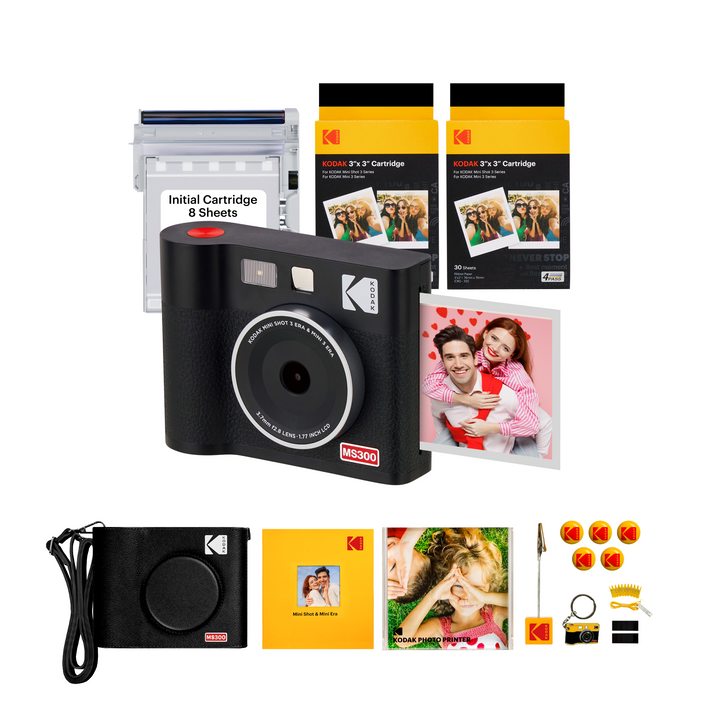 KODAK Mini Shot 3 ERA 2-in-1 Instant Camera and Photo Printer Gift Bundle (3x3) (Camera + 68 Sheets + Accessories)